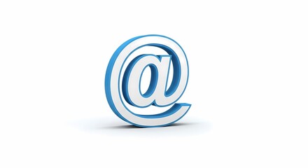 Modern blue 3D at symbol with shadow effect, representing email communication and digital interaction, ideal for technology and business-related projects.