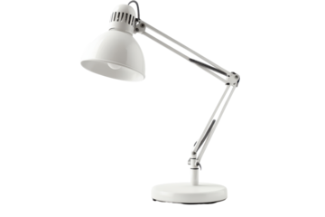 White adjustable desk lamp isolated on transparent background. White desk lamp isolated on white background.