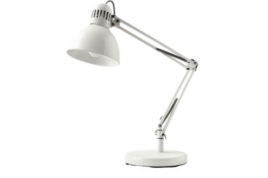 White adjustable desk lamp isolated on transparent background. White desk lamp isolated on white background.