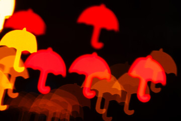 Umbrella Shaped Bokeh Light Background with Red and Yellow Colors