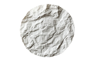 Rough textured white oval shape isolated on transparent background. Circular light gray crumpled piece of paper or sticker isolated on white background.