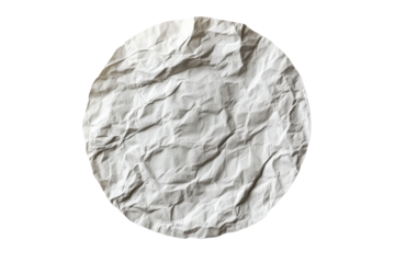 Rough textured white oval shape isolated on transparent background. Circular light gray crumpled piece of paper or sticker isolated on white background.