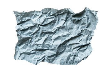 Crumpled textured paper isolated on transparent background. Light gray crumpled piece of paper or sticker isolated on white background.