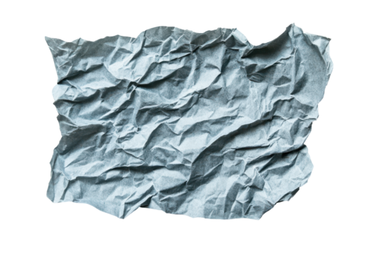 Crumpled textured paper isolated on transparent background. Light gray crumpled piece of paper or sticker isolated on white background. - Powered by Adobe
