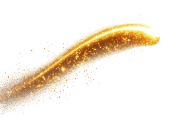 Fiery meteor streaking through space isolated on transparent background. Meteor streaks across the sky leaving a trail of sparks on isolated on white background.