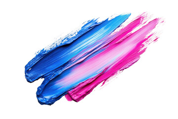 Abstract brush stroke with blue and pink paint isolated on transparent background. Abstract paint strokes in pink and blue isolated on white background.