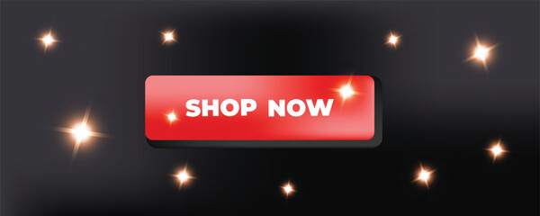 Black Friday buy now button banner with glare. Shiny dark background, sale promotion template, web banner design