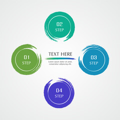 Step by step creative infographic template with 4 options, parts or processes.