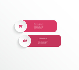 Step by step creative infographic template with 2 options, parts or processes.