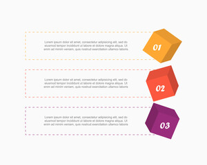 Step by step creative infographic template with 3 options, parts or processes.