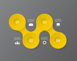 Step by step creative infographic template with 4 options, parts or processes.