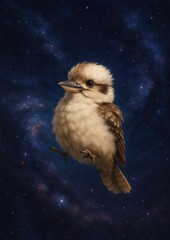 Obraz premium Cute bird floating galaxy wallpaper