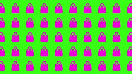 Pattern of pink handbags on a green background. Ideal for fashion websites, blogs, advertisements, and social media content showcasing accessories. - Powered by Adobe