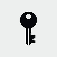 Scalable minimalistic black and white vector illustration of a classic key icon elegant eps file silhouette White background