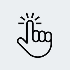 Minimalist line art vector illustration of a finger pointer icon for digital interactions and clicks silhouette White background