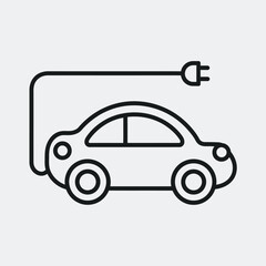 Minimalistic monochrome electric vehicle charging vector illustration scalable eps icon symbol transportation technology energy silhouette White background
