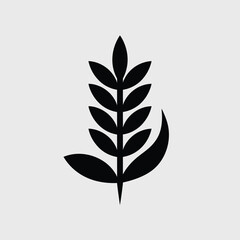 Minimalist wheat ear vector icon illustration scalable eps graphic for agricultural and food branding silhouette White background