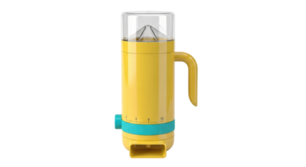 Isolated citrus juicer with measuring cup and handle for easy pouring of fresh juice