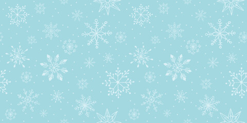 Seamless pattern with crayon snowflake. Winter holidays background for christmas wrapping paper cards and winter design