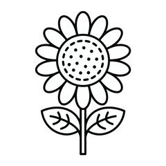 Simple line drawing black and white sunflower vector illustration scalable eps icon for various design projects silhouette White background