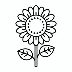Simple black and white line drawing sunflower vector illustration scalable eps graphic art silhouette White background