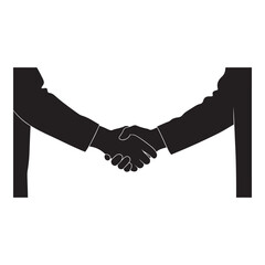 Silhouette illustration of a business handshake isolated on white background, symbolizing agreement, partnership, and collaboration in a professional setting