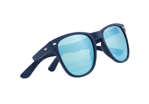 Isolated blue mirrored sunglasses for sun protection and fashionable eyewear accessory