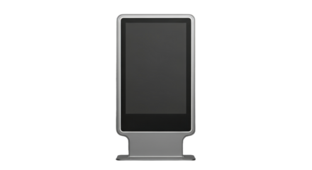 Interactive digital kiosk with blank screen isolated on white background