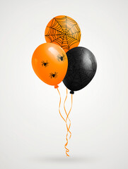 Vibrant Halloween Balloons with Spider Webs, Orange and Black, Festive Party Decor