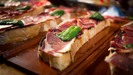 traditional Spanish breakfast: ham with bread