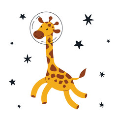 Animals astronauts.Kids space character, animal print for children,lion.Flat vector illustration in cartoon style