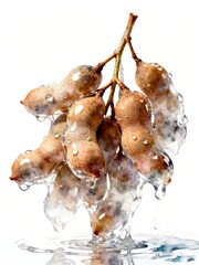 Surreal Fruits Series : A delicious looking healthy bunch of ripe tamarinds on a white background suitable for graphic design and decoration 004