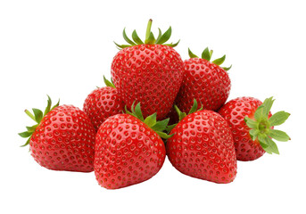 Isolated pile of fresh, bright red strawberries against a seamless backdrop for healthy living