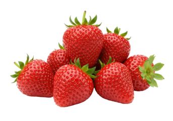 Isolated pile of fresh, bright red strawberries against a seamless backdrop for healthy living