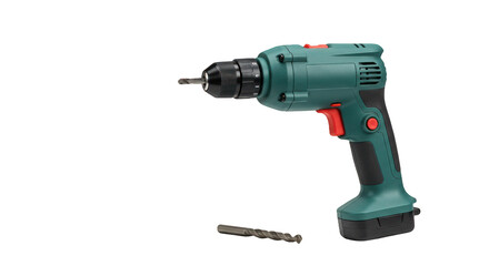 Batterypowered hand drill rests ready