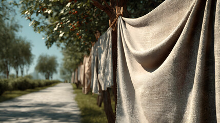 Blank Banners in Park along the Road: Perfect for Advertising or Event Announcements Mockups