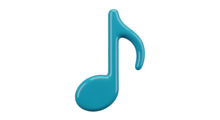 Isolated musical note with tail, vibrant turquoise, catchy melody, studio shot, perfect pitch