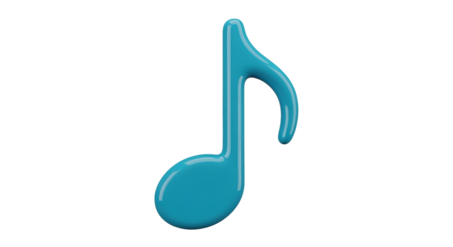 Isolated musical note with tail, vibrant turquoise, catchy melody, studio shot, perfect pitch