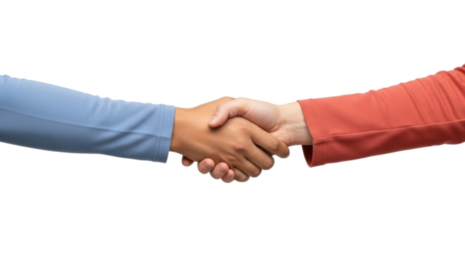 Isolated hands in handshake, agreement between two people, business teamwork and trust, meeting