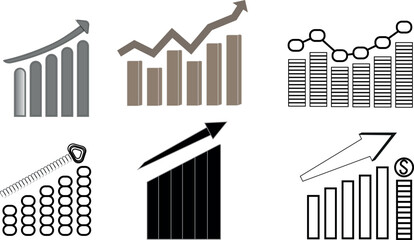 Handmade Business Growth Graph Vector Set — Creative Bar and Line Chart Collection