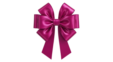 Isolated festive pink bow with loops and ribbons, gift decoration element for celebrating