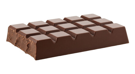 Isolated block of milk chocolate bar on a plain display setting ready to eat and share