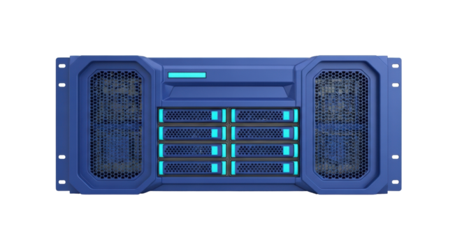 Isolated blue server hardware, network attached storage device for data center backups