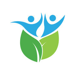 Healthy eco food icon logo design