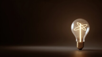 A single, glowing lightbulb made of interconnected educational symbols like books and atoms.
