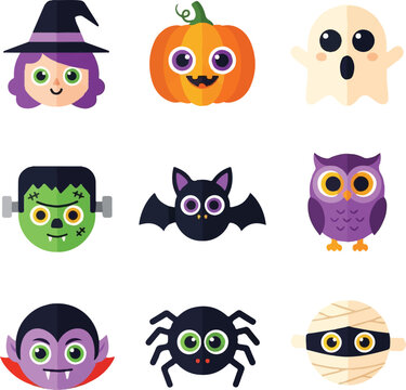 Naklejki A vector sticker flat illustration with white background hallowen festive