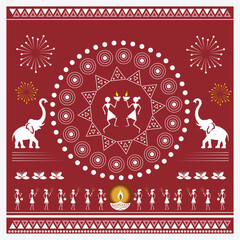 Traditional Warli art 2d flat vector illustration on Diwali Celebration © NIHAR