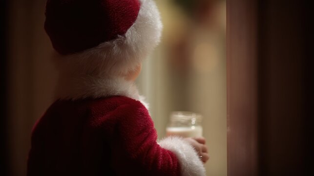 A child leaving out cookies and milk for Santa Claus on Christmas Eve. - Powered by Adobe