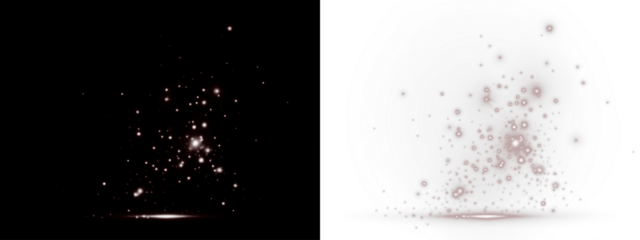 Abstract sparkling light overlay with glowing particles on dark and light backgrounds, creating a magical atmosphere for design projects and artistic compositions with copy space