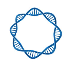 Abstract blue dna helix forming a circular shape isolated on transparent background